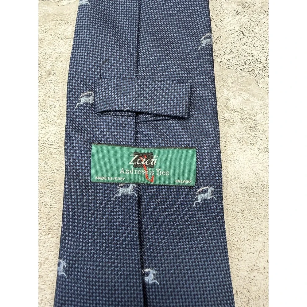 Zodi‎ Tie Mens One Size Blue Animal Print Silk Jacquard Embroidered Pointed